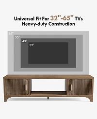 Sugift Mid-Century Tv Stand for 32–65" TVs with Fluted Doors & Cable Management