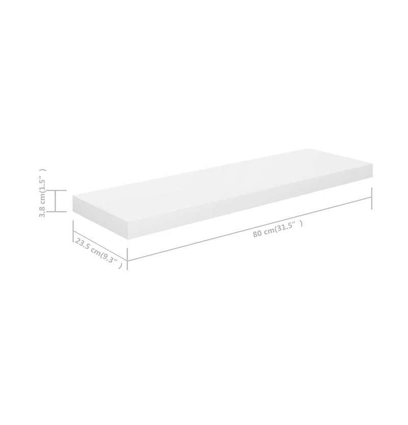 Floating Wall Shelf High Gloss White 31.5"x9.3"x1.5" Mdf