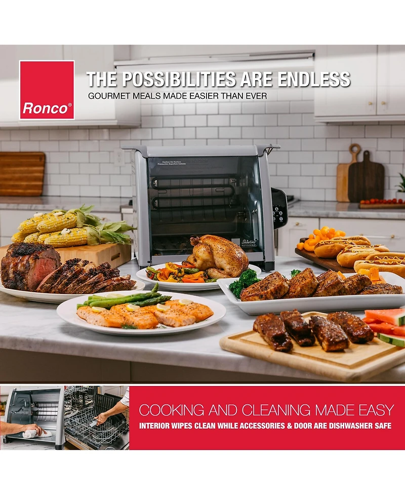 Ronco 6000 Platinum Series Rotisserie Oven, 3 Cooking Functions, Digital Display, Includes Rotisserie Spit and Multi-Purpose Basket