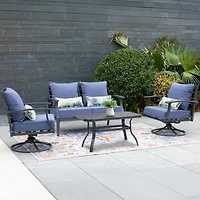 Aoodor 22'' x 24'' Outdoor Deep Seat Chair Cushion Set Olefin Fabric Slipcover and Sponge Foam (Set of 2 Seats, 2 Backs, 2 Pillows