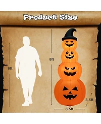 Vebreda 8 Feet Inflatable Halloween Pumpkins Stack with Built-in Led Lights