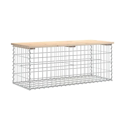 vidaXL Patio Bench Gabion Design 40.6"x17.3"x16.5" Solid Wood Pine