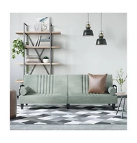 vidaXL Sofa Bed with Armrests Light Gray Velvet
