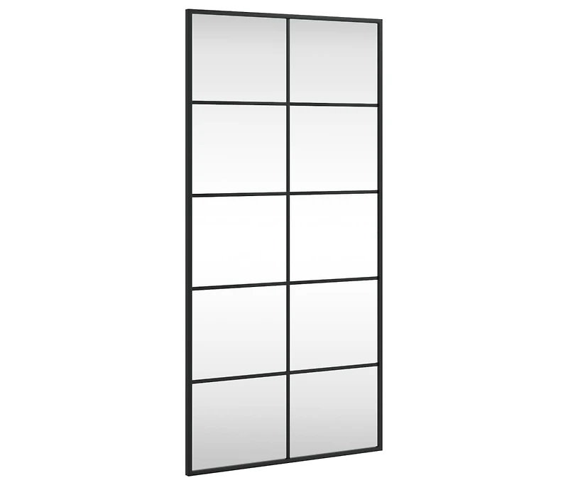 vidaXL Wall Mirror Black 19.7"x39.4" Rectangle Iron