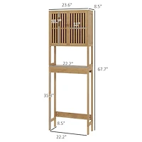 Homcom Over the Toilet Storage Cabinet with Slatted Doors, Adjustable Shelf