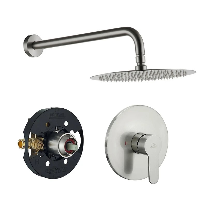 Casainc 10" Shower head Round Single Function Balance Valve Concealed Faucet