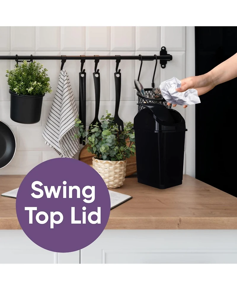 Superio Mini 1.25 Gallon Plastic Trash can with Swing Top Lid