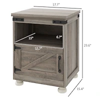 Homcom Farmhouse Side Table, End Table with Open Shelf and Cupboard,