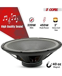5 Core Subwoofer Speaker 15 Inch Car Subs 450W Max Pro Audio 4Ohm Replacement Subwoofers Para Carro - 2PCS