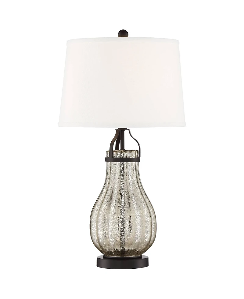 Franklin Iron Works Arian 27 1/2" Tall Modern Table Lamps Set of 2 Oil Rubbed Bronze Finish Metal Mercury Glass Living Room