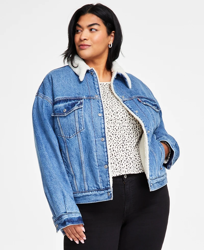 Levi's Plus '90s Sherpa Cotton Long-Sleeve Trucker Jacket