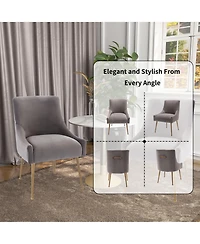 Boyel Living Velvet Dining Chair with Pulling Handle and Adjustable Foot Nails(Set of 2)