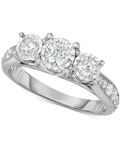 TruMiracle Diamond Three Stone Engagement Ring (1 ct. t.w.) 14k White Gold