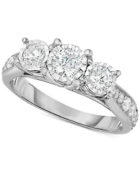 TruMiracle Diamond Three Stone Engagement Ring (1 ct. t.w.) 14k White Gold
