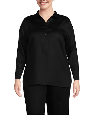 Lands' End Plus Twill Tencel Fiber Popover Shirt