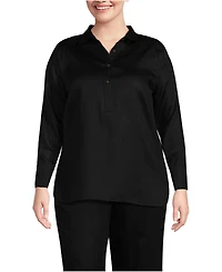 Lands' End Plus Twill Tencel Fiber Popover Shirt
