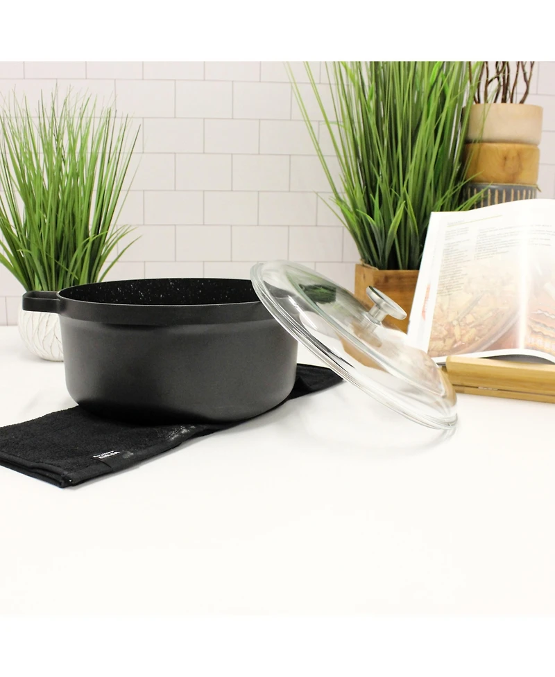 BergHOFF Gem 11" Nonstick Stockpot 7.7Qt., Black, Glass Lid