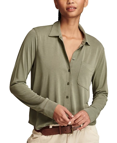 Lucky Brand Women's Sandwash Long Sleeve Button Front Shirt