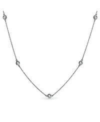 Bling Jewelry Minimalist Simple Wrap Cz By The Yard Tin Cup Chain Necklace .925 Sterling Silver 36 Inch