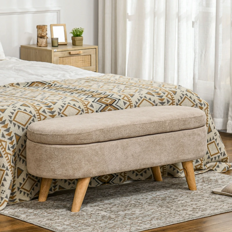 Homcom Storage Ottoman Bench, 43.3" Upholste End of Bed Bench,