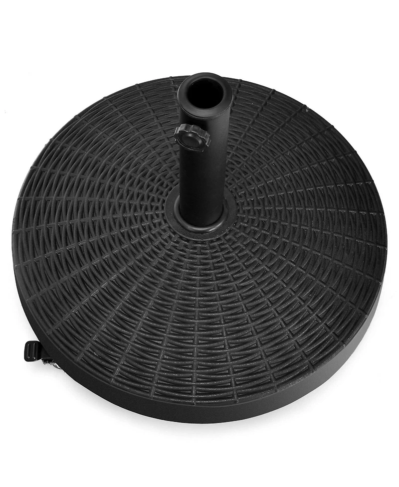 Givimo 50 Lbs Patio Wicker Style Resin Umbrella Base Stand Heavy Duty with Wheels