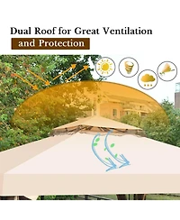Givimo 10 x 10 Feet 2-Tier Vented Metal Canopy with Mosquito Netting