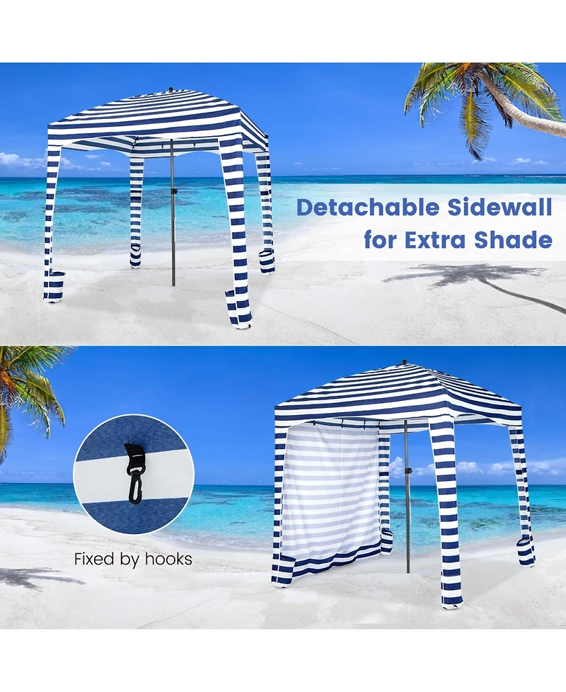 Givimo 6 x 6 Feet Foldable Beach Cabana Tent with Carrying Bag and Detachable Sidewall