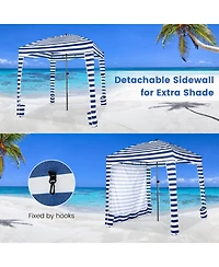 Givimo 6 x 6 Feet Foldable Beach Cabana Tent with Carrying Bag and Detachable Sidewall