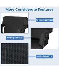 Givimo Stadium Seat for Bleachers with Back Support 6 Adjustable Positions-Black