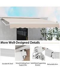 Givimo 13 × 8 Feet Retractable Patio Awning Aluminum Deck Sunshade-Beige