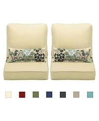 Aoodor 22'' x 24'' Outdoor Deep Seat Chair Cushion Set Olefin Fabric Slipcover and Sponge Foam (Set of 2 Seats, 2 Backs
