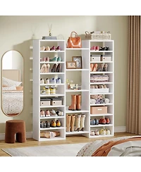 Tribesigns 14-Tier Shoe Rack, Freestanding Shoe Shelf, White Wooden Shoe Storage Cabinet with 22 Open Cubbies, 46 Pairs Wide Entryway Shoe Organizer