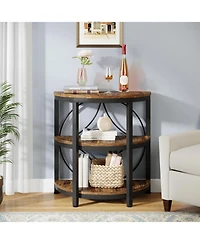 Tribesigns Half Round End Table, 3-Tier Narrow Side Table with Metal Frame, Half Circle Table, Half Moon Small Coffee Accent Table Bedside Table for L
