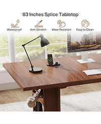 Tribesigns 63 Inches Office Executive Desk, Home Office Desk Large Computer Writing Table with Storage, Wood Workstation Desk Small Conference Table