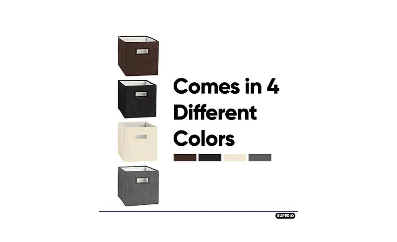 Superio Fabric Organizing Bin, 10.75 Fabric Cube with Handles Cream