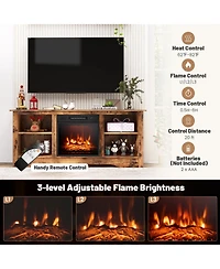 58 Inches Tv Stand for Flat Screen TVs Up to 65 Inches with 18 Inches Electric Fireplace Heater