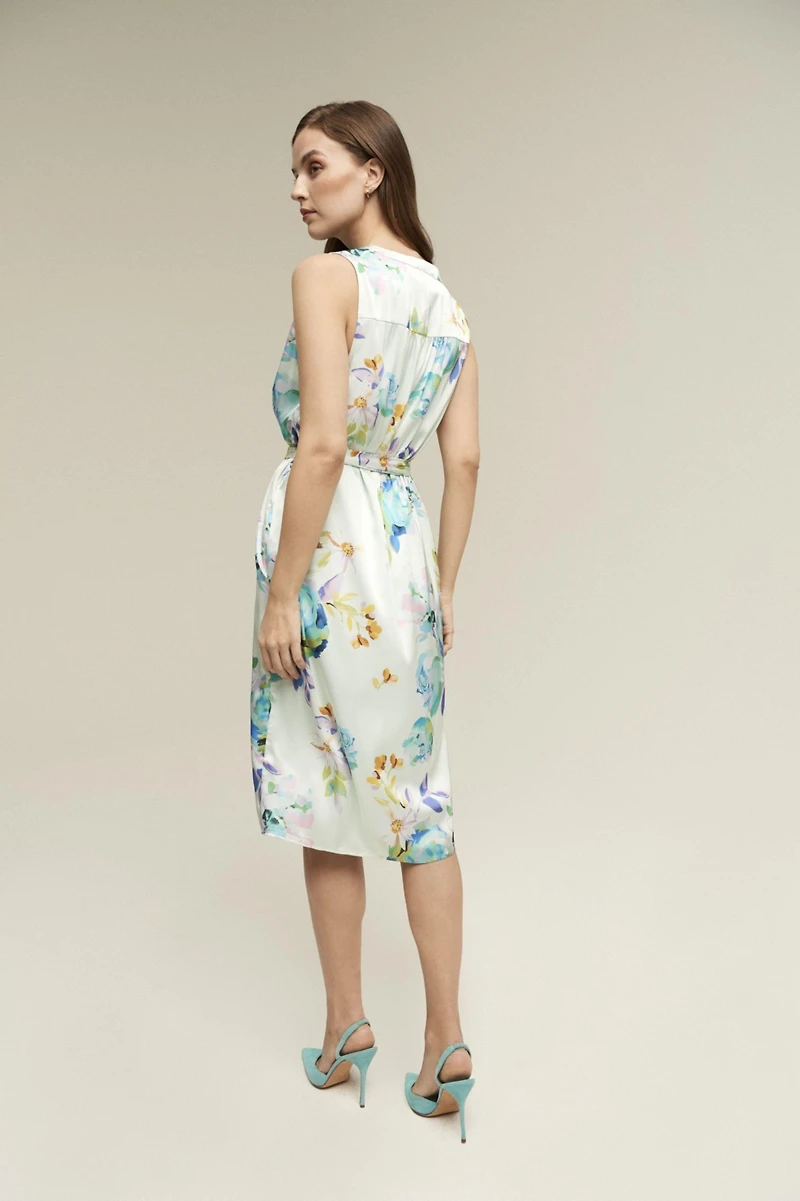 Isaac Mizrahi Women's Split Neck Satin Dress
