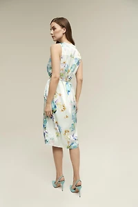 Isaac Mizrahi Women's Split Neck Satin Dress