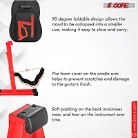 5 Core Guitar Stand Floor A Frame Adjustable Folding Holder With Rubber Feet Heavy Duty Electric Acoustic Bass Cello Stands Pair - Red
