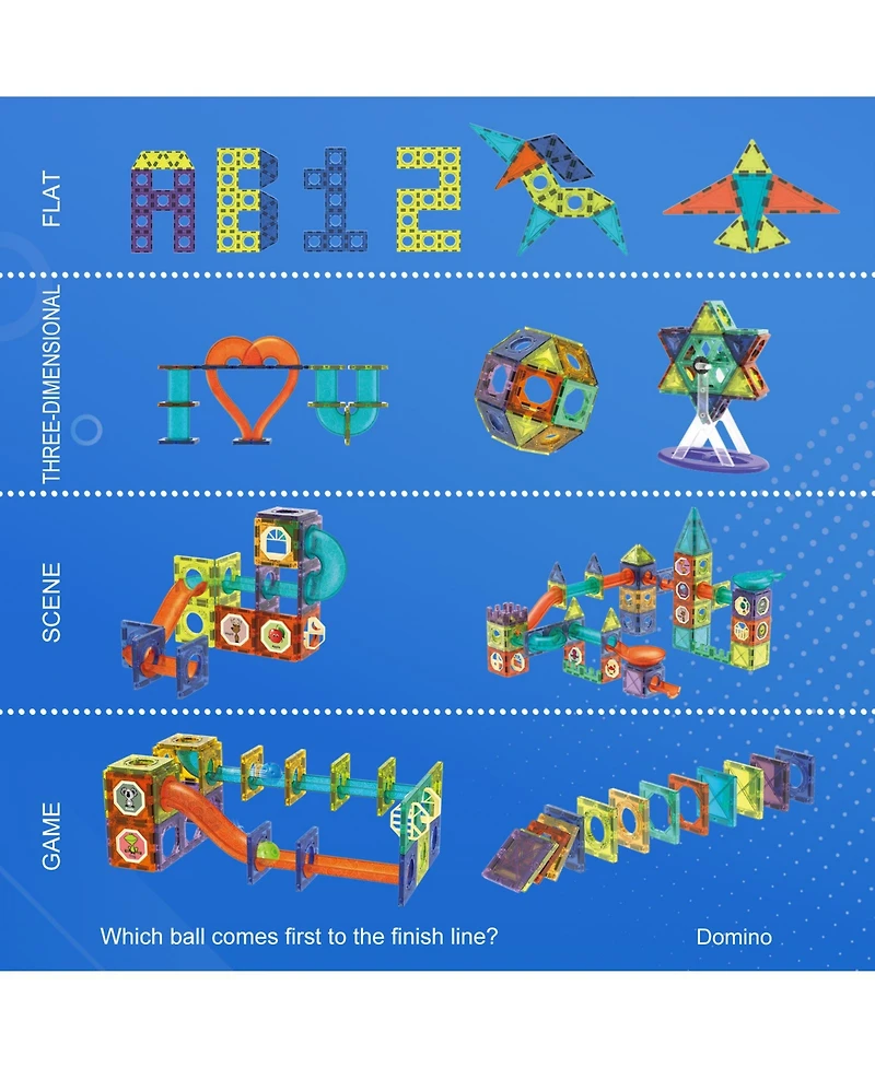 Contixo Magnetic Light-Up 3D Tiles Building Set – 110 Piece Stem Marble Run Blocks for Kids, Fun Educational Toy for Boys & Girls Ages 3-10+