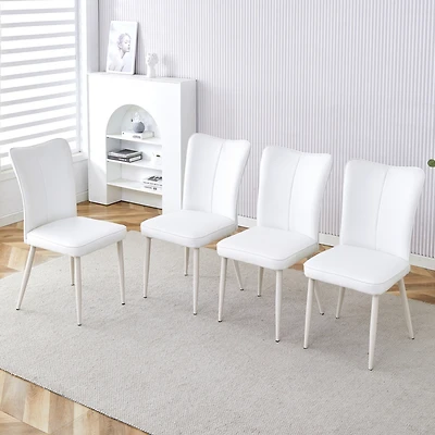 Streamdale White Pu Leather Dining Chairs (Set of 4)