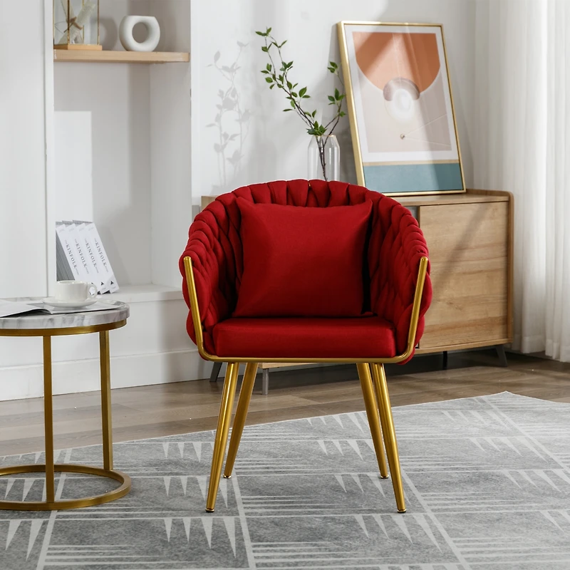 Streamdale Furniture Modern Woven Casual Chairs with Optional Pillows (Red)