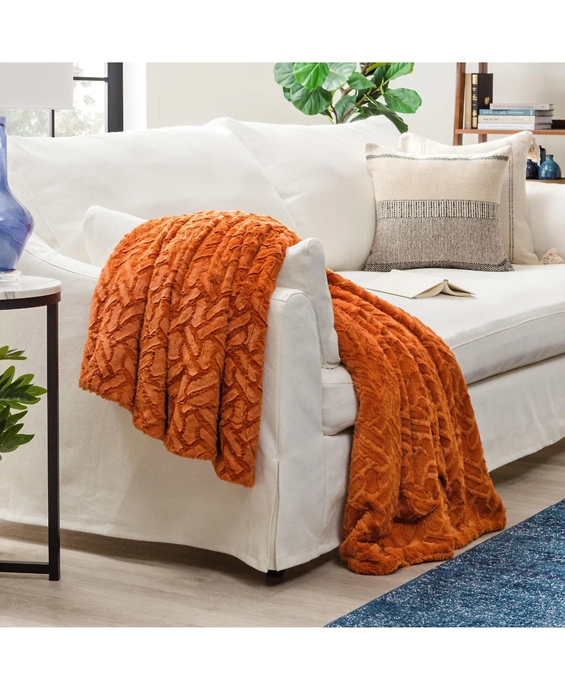 Chanasya Premium Soft Cloud Faux Fur Throw Blanket - Plush, Soft Sherpa & Minky Blanket - 50" x 65” - Orange