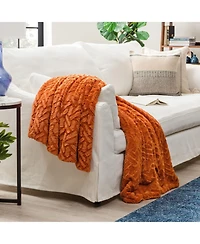 Chanasya Premium Soft Cloud Faux Fur Throw Blanket - Plush, Soft Sherpa & Minky Blanket - 50" x 65” - Orange