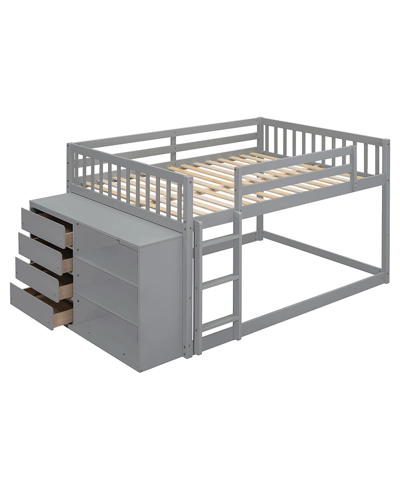 Streamdale Full over Bunk Bed with 4 Drawers and 3 Shelves-Gray