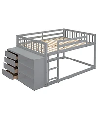 Streamdale Full over Bunk Bed with 4 Drawers and 3 Shelves-Gray