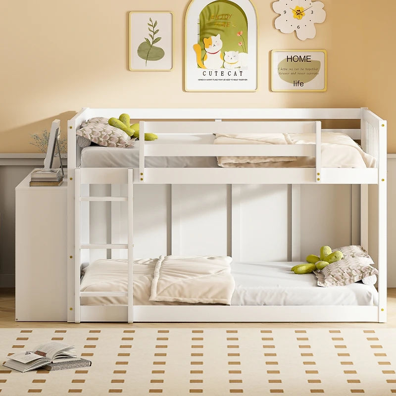 Streamdale Full over Bunk Bed with 4 Drawers and 3 Shelves-Gray