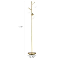 3-Light Gold Floor Lamp with Globe Shade