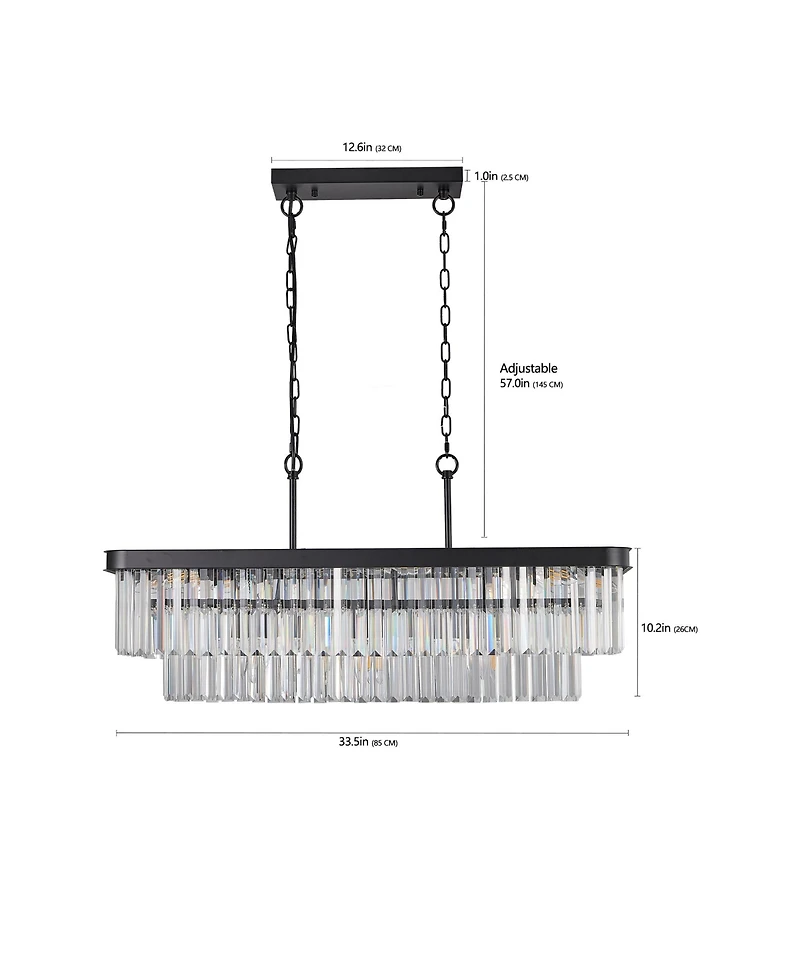 Streamdale Crystal Chandelier, Modern Industrial, Adjustable