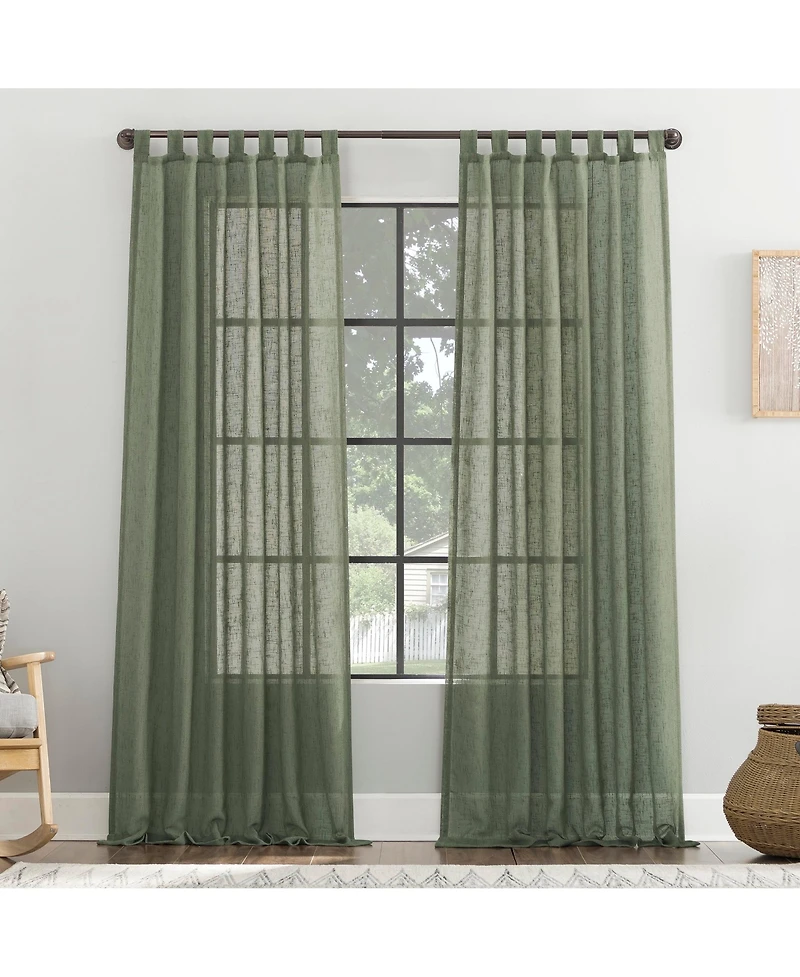 Burlap Weave Linen Blend Tab Top Curtain
